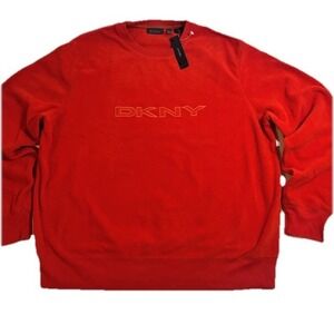 Vintage DKNY Pullover Sweatshirt 90s Y2K Fleece Red Orange NWT New XL